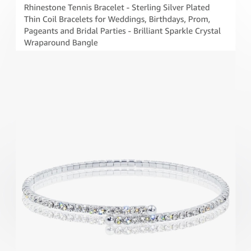 NIB sterling silver plated crystal coil bracelet by E Jools.